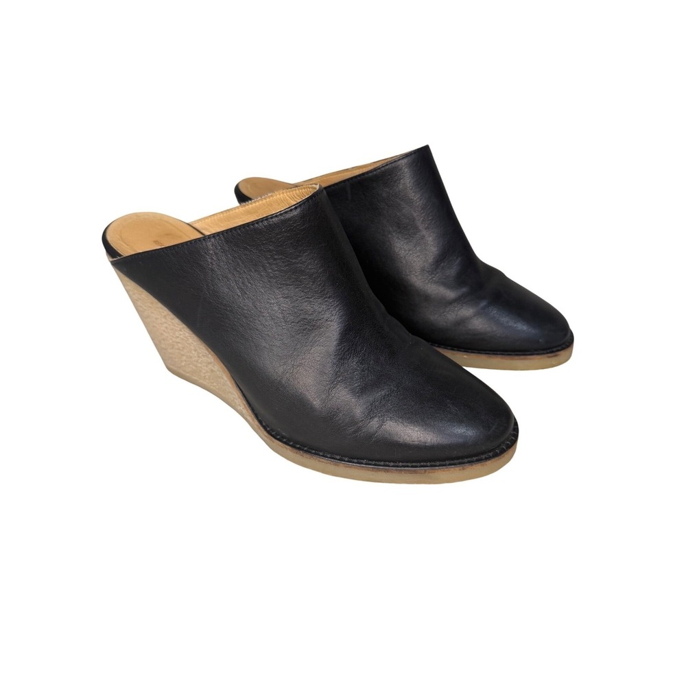 Designer Isabel Marant Takira Black Leather Wedge Mules Shoes 8/8.5  39 Portugal